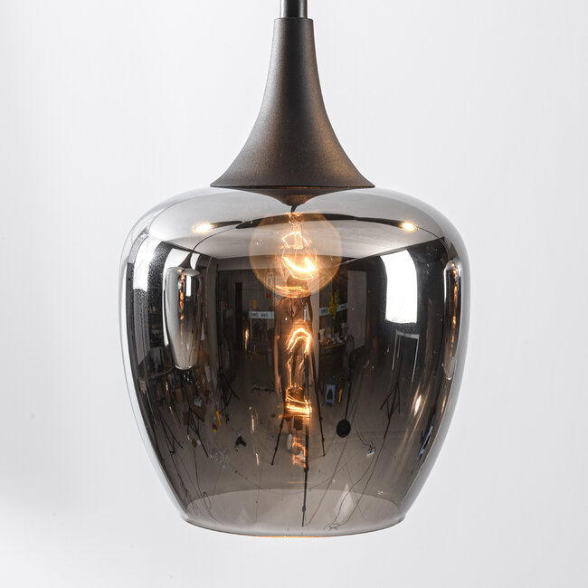 5-light Eloi pendant lamp with three smoked glass shades and two GU10 spotlights