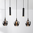 5-light pendant light Eloi with three smoked glass globes and two GU10 spotlights