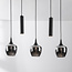 5-light pendant light Eloi with three smoked glass globes and two GU10 spotlights
