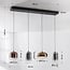 Kohi 4-light pendant with LED, 3-step dimmable and glass shades in gold, smoked glass and copper
