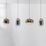 Kohi 4-light pendant with LED, 3-step dimmable and glass shades in gold, smoked glass and copper