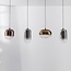 Kohi 3-light pendant lamp with LED, 3-step dimmable and glass shades in gold, smoked glass and copper