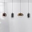 Kohi 4-light pendant with LED, 3-step dimmable and glass shades in gold, smoked glass and copper