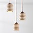 3-light cylinder pendant lamp Alva made of travertine (natural stone)