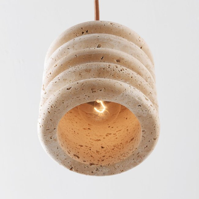 Luxury cylinder pendant lamp Alva made of travertine (natural stone)