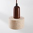 Luxury pendant light Muro in travertine (natural stone) and wood
