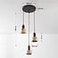3-light pendant lamp Lito with terrazzo effect and wood