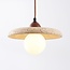 Japandi pendant light Sasso in travertine (natural stone) and wood