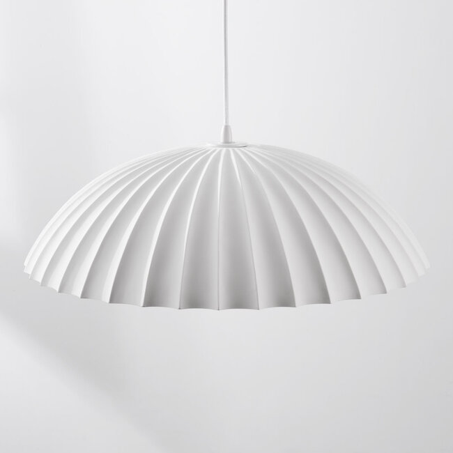 Ribbed pendant light Olea with matt chalk look (Gesso finish)