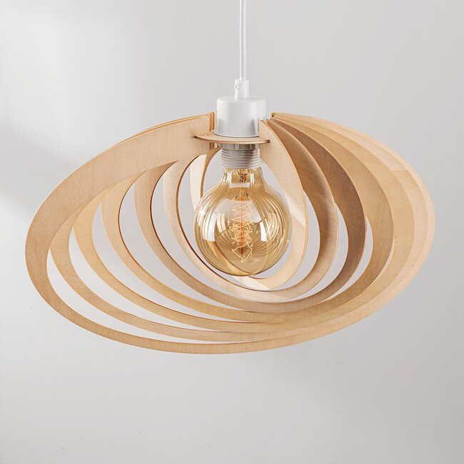 pendant light Lysa with open wooden shade - natural
