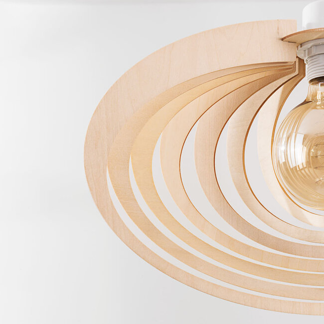 Pendant light Lysa with wooden open shade – natural
