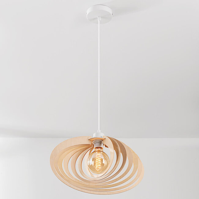 Pendant light Lysa with wooden open shade – natural