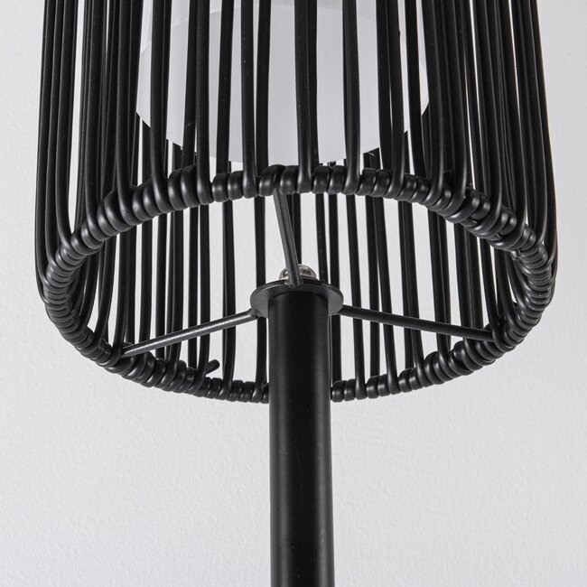 Solar outdoor floor lamp Chara with woven design - black with integrated LED