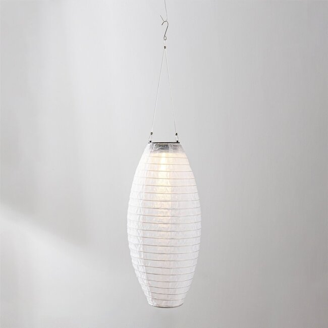 Solar lantern Pyra – solar-powered pendant lamp with white nylon