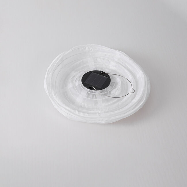 Kalor solar lantern – Solar-powered hanging lamp made of White nylon, Ø30 cm