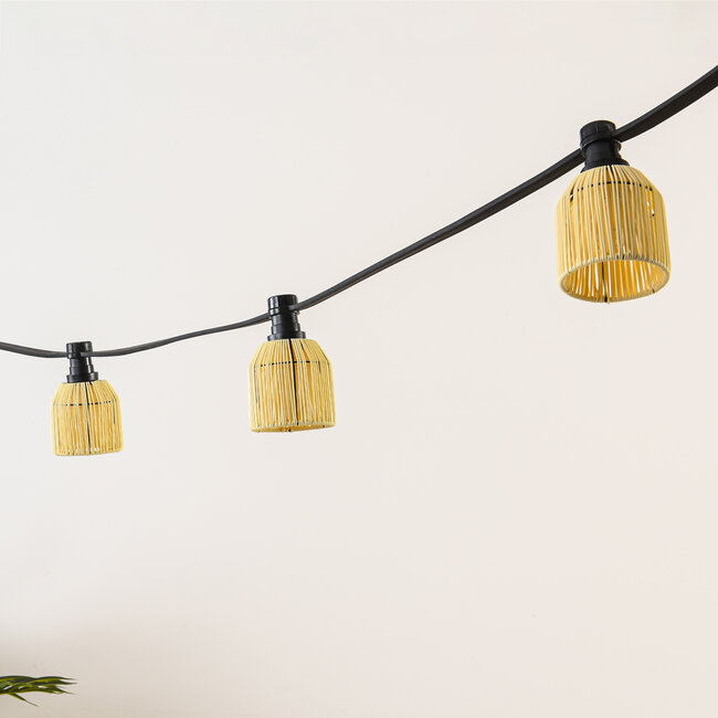Festoon lighting cables shade in rattan look - sand beige