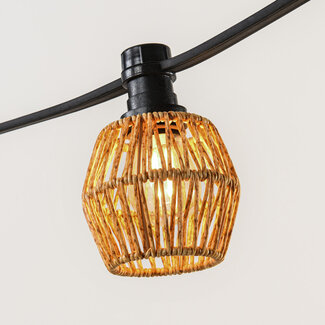 Festoon lighting cable shade in rattan look - mixed yellow-brown