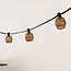 Festoon lighting cables in rattan look - mixed yellow-brown