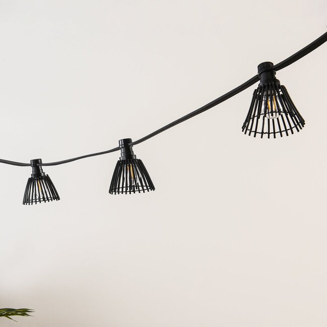 Festoon lighting cable shade in rattan look - Black