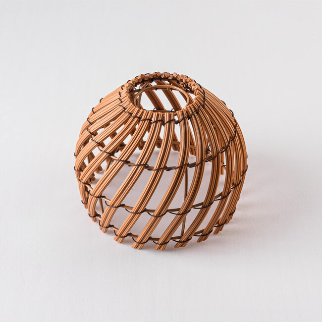 Festoon lighting cable shade in rattan look - dark wood colour