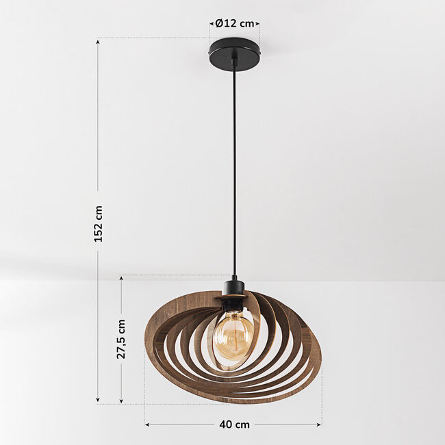 Lysa wooden pendant lamp in warm walnut