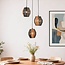 3-light pendant light Lumra - black with natural rope