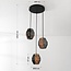 3-light pendant light Lumra - black with natural rope