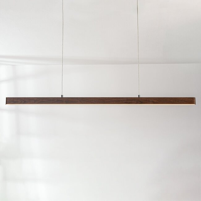 3-step dimmable Elan pendant lamp in dark wood effect with integrated LED