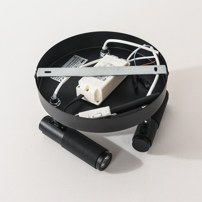 Industrial ceiling light Axis with 3 adjustable spotlights in black