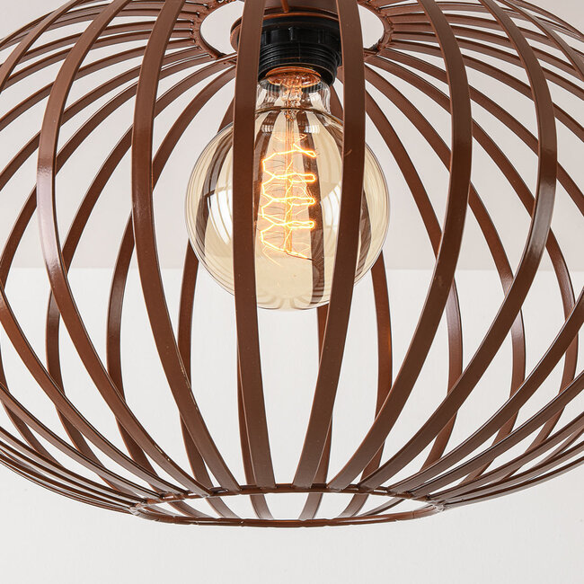 Grata ceiling light in brown with open metal frame