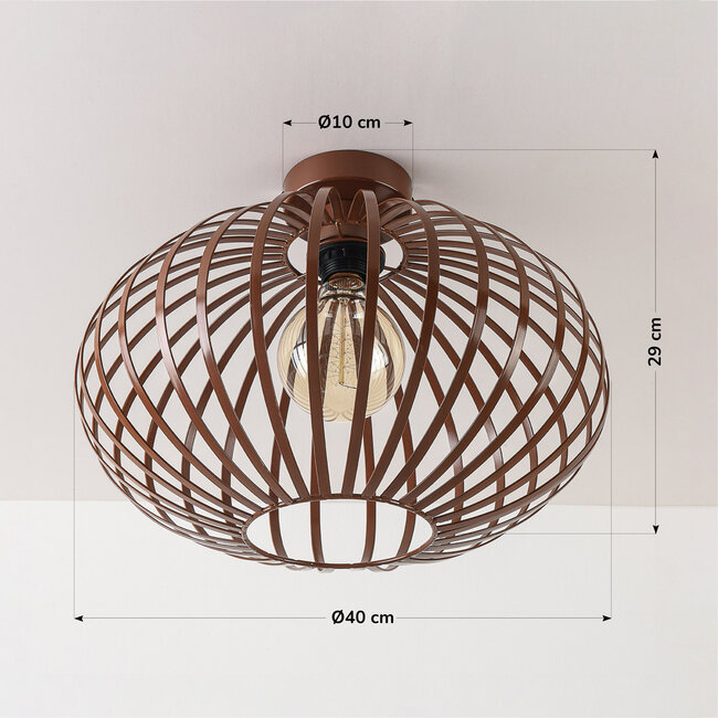 Ceiling lamp Grata in brown with open metal frame