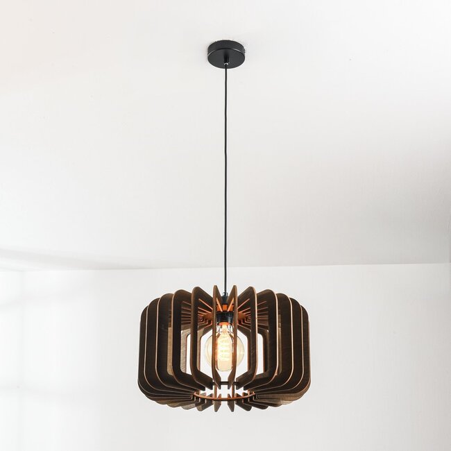 pendant light Inzai in dark wood - round