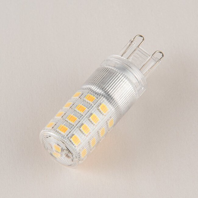 Dimmable G9 LED bulb, clear, 2700K, 4.4W