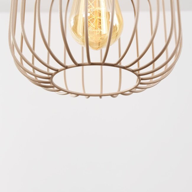 3-light pendant lamp Nudee with beige metal shades