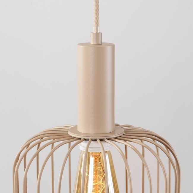 3-light pendant lamp Nudee with beige metal shades