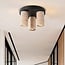 Cova Ceiling light with a warm travertine look and three spotlights