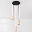 3-light pendant light Velea with spotlights in a warm travertine look