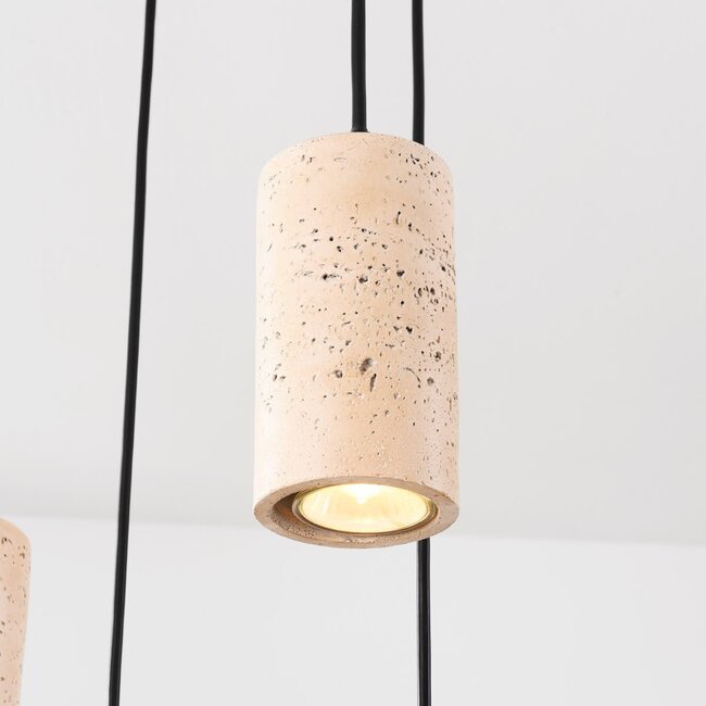 pendant light Velin with five spotlights in a warm travertine look