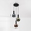 3-light pendant light Imme - smoked grey-blue, green and copper glass