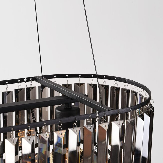 3-light luxury pendant lamp Kristo with smoked crystal glass