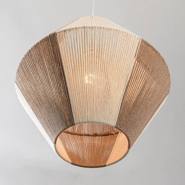 Natural Tarima pendant lamp in woven cream and coffee colours - cotton