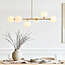 Designer lighting pendant light Aster - beige with opal white glass, 6-light