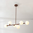 Aster pendant lamp design - brown with opal white glass, 6-light
