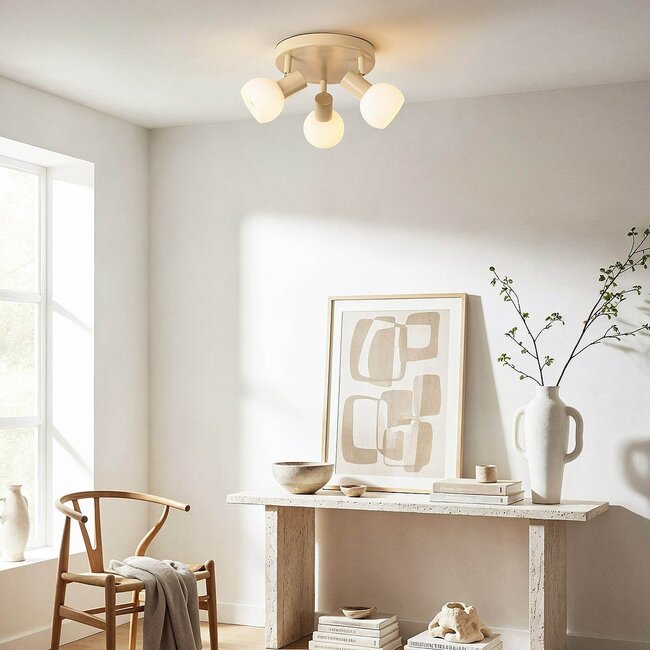 3-light ceiling lamp Orlando - beige with opal white glass