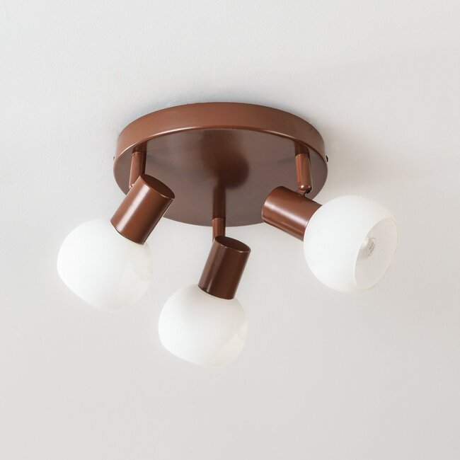 3-light ceiling lamp Orlando - brown with opal white glass