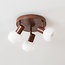 3-light ceiling lamp Orlando - brown with opal white glass