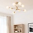 8-light ceiling light Idaho - beige with opal white glass