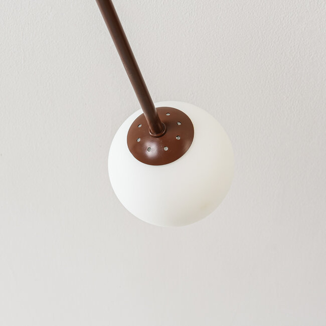 Designer ceiling light Idaho - brown with opal white glass, 8-light