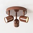 3-light ceiling lamp Caro in brown with adjustable spotlights