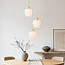Modern Stockton pendant lamp - beige with opal white glass, 3-light